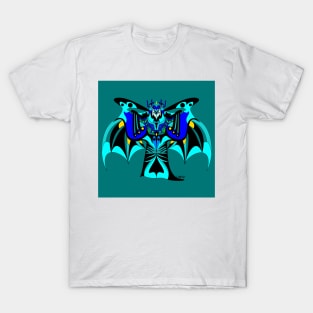 the blue uusum vampire in mayan ecopop bat disguise art T-Shirt